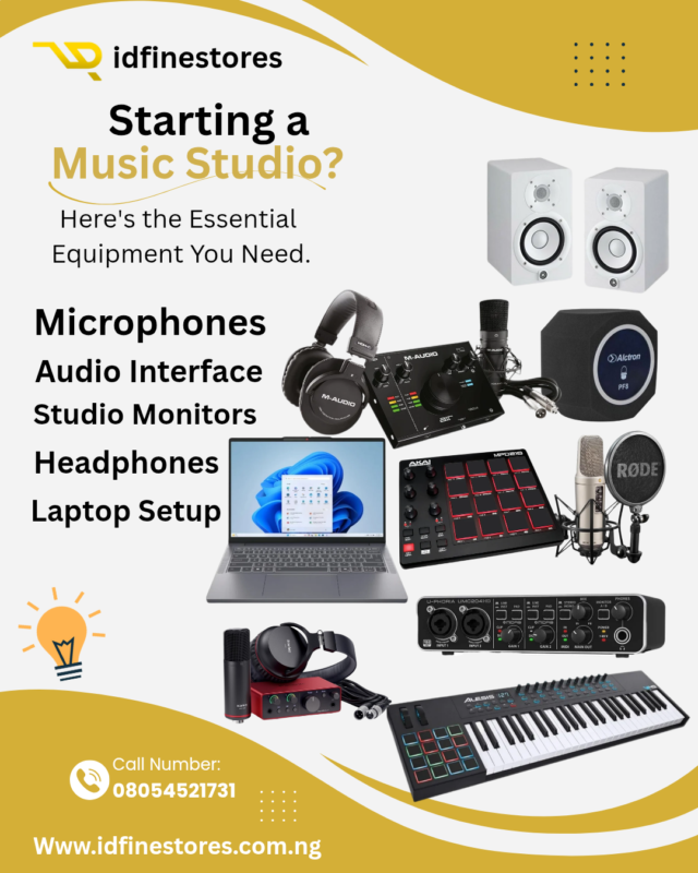 Essential music studio equipment in Nigeria by idfinestores