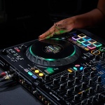 Pioneer DJ DDJ-FLX10 black 4-channel professional DJ controller with jog displays and performance pads