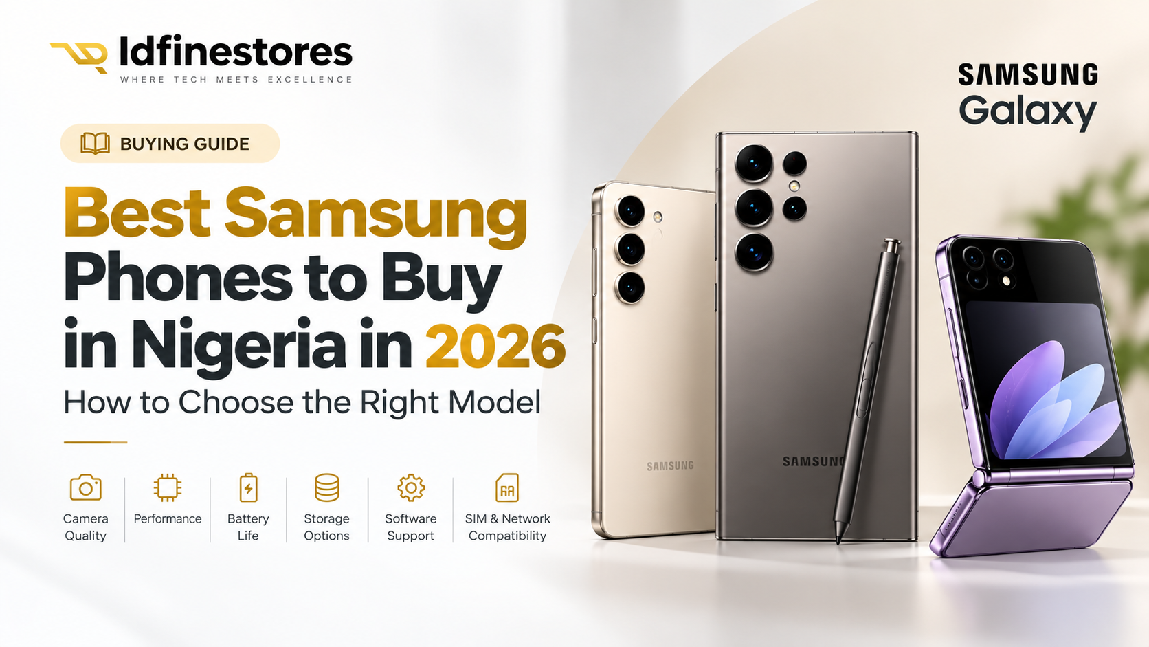 Best Samsung phones to buy in Nigeria in 2026, featuring different Galaxy smartphone models.