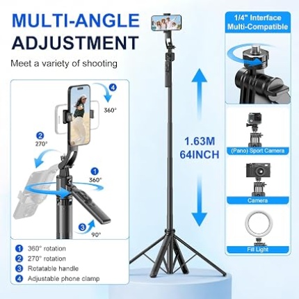 C17 AI face tracking quadpod tripod with extendable stand and wireless remote