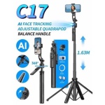 C17 AI face tracking quadpod tripod with extendable stand and wireless remote