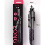 L16 extendable selfie stick tripod with 360-degree rotating smartphone holder and Bluetooth remote